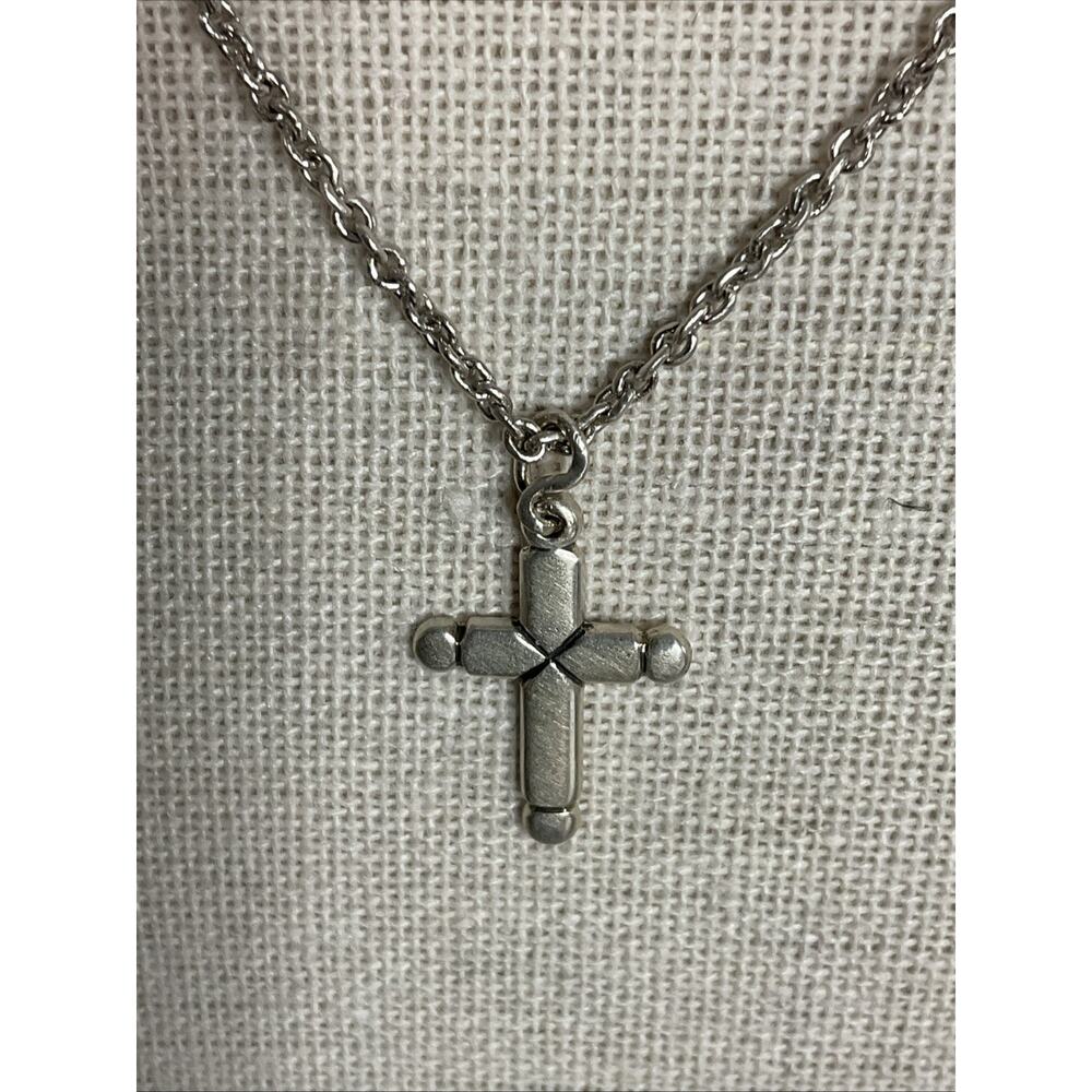 VTG VINTAGE JAMES AVERY STERLING SILVER PLAIN LATIN CROSS & CHAIN
